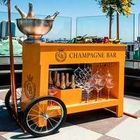 Chariot de bar à champagne mobile orange personnalisé avec chariot à vin mobile et chariot à bonbons pour mariage, anniversaire, cocktail, fête, décoration
