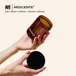 Mescente Vente en gros de pots à bougies brunes de 8 oz avec couvercles en métal, pots en verre ambré avec couvercles en métal noir, pots vides pour la fabrication de bougies - Product Image 3