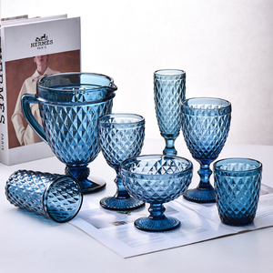 Vintage gaufrage losange pour Champagne verre gobelets 150ml coloré tige mariage flûte usine directe en vrac <span class=keywords><strong>vente</strong></span> bleu verre gobelet - Product Image 6