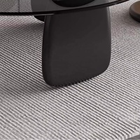 Zayshine Table Basse Minimaliste Italienne avec Plateau en Verre et Piètement en Bois Massif, Ronde, Noire, pour Salon, Ensemble de Meubles Design Simple