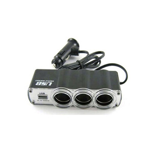 Adaptateur allume-cigare de voiture 1 à 3 ports avec sortie USB 60W, chargeur de voiture noir - Product Image 1