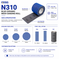 Rouleau de ponçage en céramique bleue 70mm*12mm, sans poussière, à fixation auto-agrippante, disque abrasif moyen pour applications automobiles, bois, métal et peinture