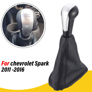 Poignée de levier de vitesses Chevrolet en cuir noir mat argenté, ajustement ergonomique - Product Image 2