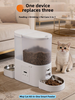 Distributeur automatique intelligent d'aliments et d'eau pour animaux de compagnie Elecpet avec caméra, contrôle par application, 2-en-1, bol en acier inoxydable, anti-fuite, pour chats