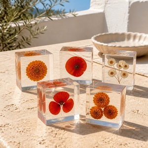 Prensapapeles Floral Cuadrado de Resina Transparente Personalizado – Adorno de Escritorio, Decoración para el Hogar/Oficina y Regalo - Product Image 6