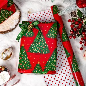 Yarcony Red Christmas <b>Wrapping</b> <b>Paper</b> Roll 17 Inch X 33 Feet Metallic Foil Tree Design Gift Craft Recyclable - Product Image 3