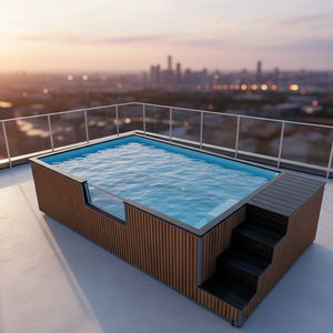 Piscine extérieure de luxe en structure acier, panneaux sandwich, fenêtre respirante, préfabriquée, extensible, conteneurisée, 20ft 40ft, moderne - Product Image 1