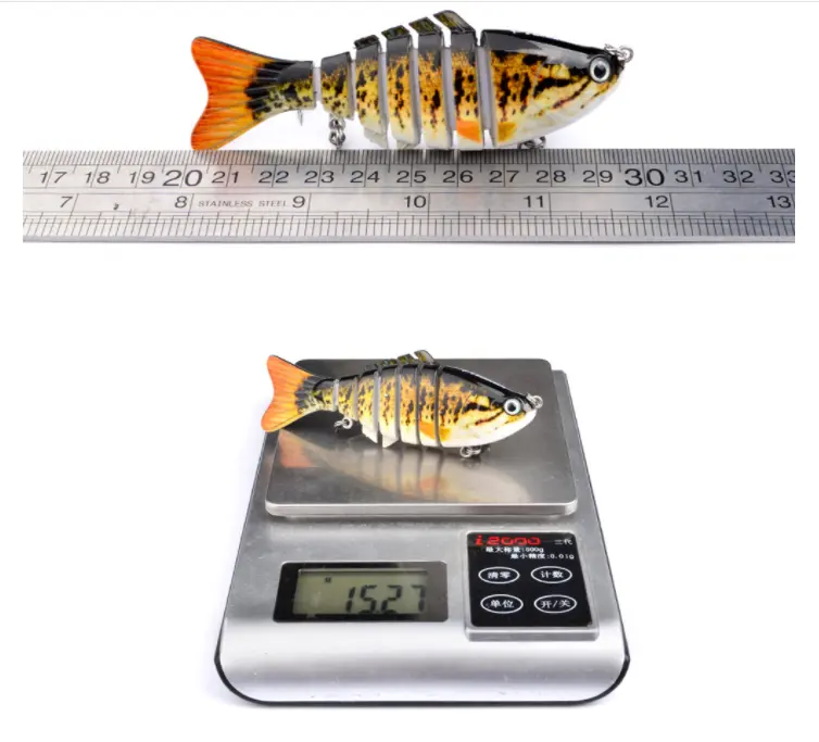 7 Spilt Sections Fish 10cm Multi Jointed Fishes Fishing Lure Hard Plastic Baits Flexible.