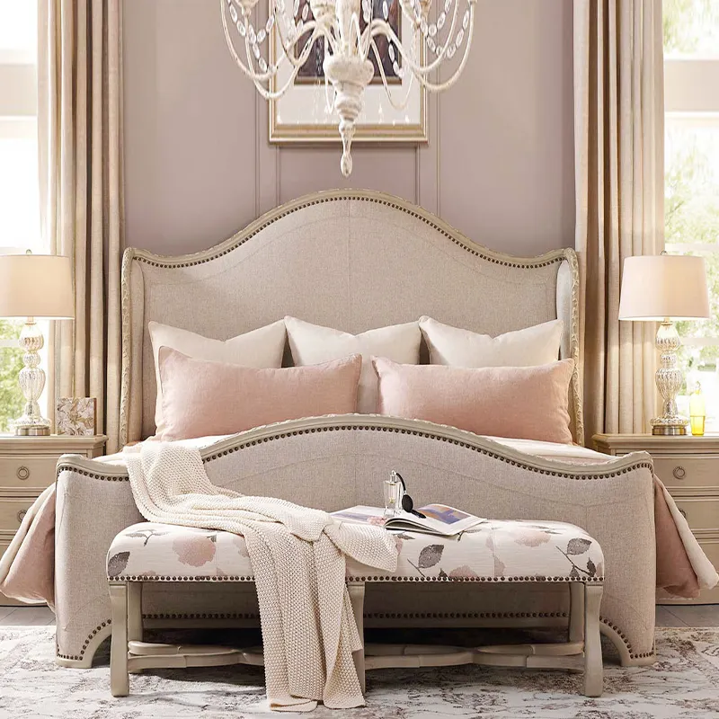 Avrupa sıcak satış mobilya fransız lüks yatak odası setleri kral katı ahşap yatak gölgelik ahşap yataklar
