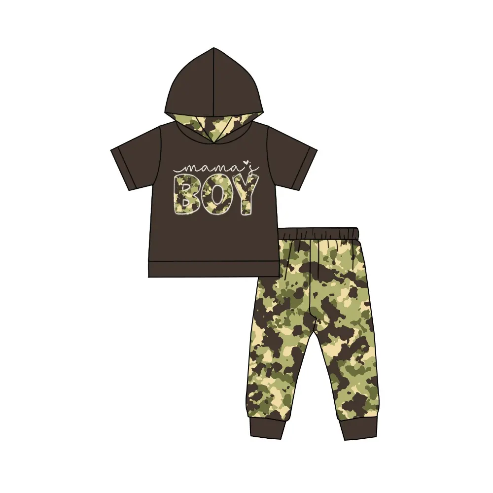 MENINO da MAMA hoodie meninos camisa top com corredor conjunto de duas peças boutique personalizado camo impressão pouco meninos conjunto de roupas