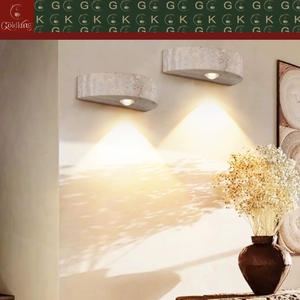 Lámpara de Pared de Media Luna en Travertino Beige para Dormitorio, Sala de Estar o Pasillo, con Doble Haz de Luz Ascendente y Descendente, GOLDKING, Fabricante OEM/ODM Directo de Fábrica - Product Image 6