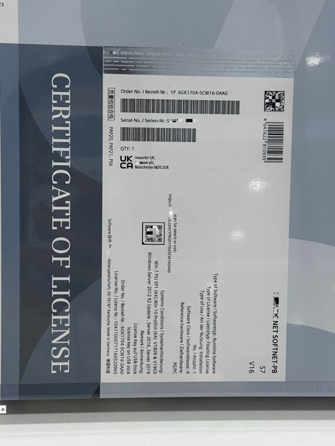 Brand New Genuine Product 6GK1704-5CW16-0AA0 SOFTNET-PB S7 V16 Software PLC License 6GK1704-5CW16-0AA0 Fast Delivery