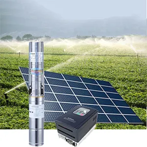 Solar Well Pump 4inch 4HP AC DC Hybrid Stainless Steel Solar Powered Submersible Borehole Deep Well Water Pump Price With Irrigation