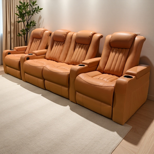 Sofá <span class=keywords><strong>Reclinable</strong></span> Eléctrico Moderno de Cuero Sintético Blanco de <span class=keywords><strong>3</strong></span> <span class=keywords><strong>Plazas</strong></span> con Consola Central Abatible, Mueble para Sala de Estar, Hotel o Cine - Product Image 6