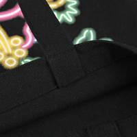 Sac fourre-tout Fluorescence réutilisable en coton noir 100% de vente chaude avec logo personnalisé
