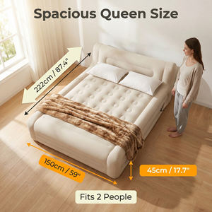 Kasur Angin Tiup PVC Custom dengan Lapisan Flocking, Portabel, Lipat, untuk Rumah, Dalam Ruangan, Luar Ruangan, Berkemah, Dilengkapi Pompa Bawaan - Product Image 3