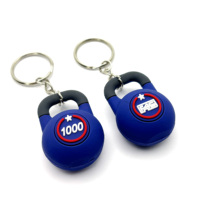Prêt à expédier porte-clés d'équipement de sport de gymnastique 3D Mini porte-clés en caoutchouc de forme physique porte-clés Ketlletbell