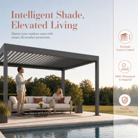 Pergola à lames orientables naturelles en promotion pour couverture de patio