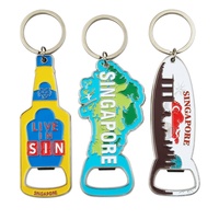 Porte-clés en alliage de zinc personnalisables en gros, style vintage dessin animé, impression sérigraphique, souvenir touristique
