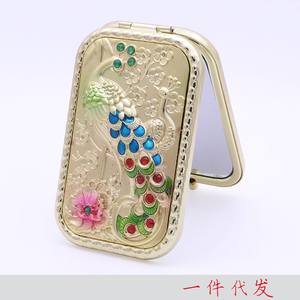 化粧ミラー折りたたみ式ピーコック両面化粧ミラー長方形形状ローズポータブルタッチアップ - Product Image 6