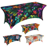 Nappe personnalisée en petite série, exclusive, à imprimé floral rétro, en spandex élastique épaissi, motif grandes fleurs, pour usage domestique