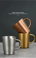 Mug à café à double paroi en acier inoxydable 304 avec logo personnalisé, tasse à thé en métal isolée thermiquement avec poignée pour cadeaux promotionnels et offres spéciales