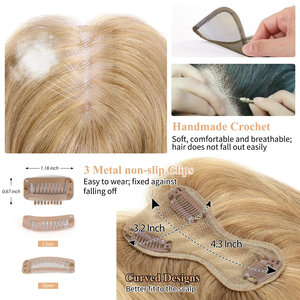 <span class=keywords><strong>Hiot</strong></span> #613 Blanco Barato Mono Top Mujeres Bang Topper cabello humano Natural Rusia Mujeres Cabello humano real Fino Transpirable Rubio Toppers - Product Image 6