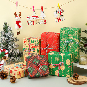 Papel de Regalo Navideño Kraft, Rollo de Papel Impreso en Cuatro Colores con Diseño de Copos de Nieve, Embalaje Navideño para Regalos y Manualidades - Product Image 4