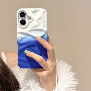 Mới Cao cấp Ba Chiều xếp li Gradient Trường Hợp Điện Thoại Cho <span class=keywords><strong>iPhone</strong></span> 16 15/14/13 Màu Sắc Tương Phản Bìa Đối Với Apple 17 Pro Max - Product Image 3