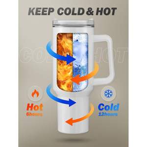 Gobelets isothermes en acier inoxydable de 40 oz avec poignée, sublimables, pour cadeaux personnalisés et designs sur mesure - Product Image 3