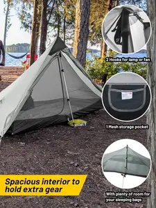 NPOT tenda Kemah portabel 1-2 orang, tenda berkemah portabel ultra ringan tahan air pengaturan mudah