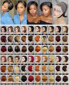 #350 di colore Pixie taglio capelli umani <span class=keywords><strong>parrucche</strong></span> ad alta densità 13x4 pizzo anteriore Bob <span class=keywords><strong>parrucche</strong></span> capelli peruviani pronti per la spedizione molto corti Pixie <span class=keywords><strong>parrucche</strong></span> - Product Image 6