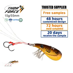 THORFORCE OEM/ODM 15g55mm Double Hooks Vib Fishing Lures Artificial Hard Baits Silicone Skirt Metal Viber Sinking Bass Lure