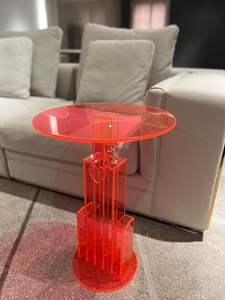 कॉफी कंसोल के लिए गर्म गुलाबी ऐक्रेलिक कैफे टेबल फर्नीचर सेट बेडसाइड वैलेंटाइन के दिन उपहार प्रदर्शन रैक - Product Image 2