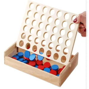 early educational Connect in a row board wooden four colors game for kids