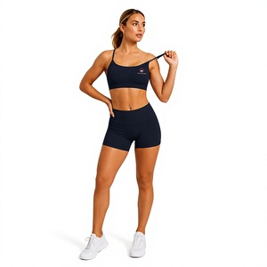 Conjunto deportivo de 2 piezas para mujer, sujetador deportivo con espalda cruzada y pantalones cortos de cintura alta, ropa deportiva para yoga, gimnasio y fitness. - Product Image 5