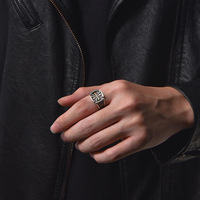 Herren Verstellbarer Kupfer-Kreuzring Vintage Zweifarbiger Malteserkreuz-Fingerring Mode Punk Biker Gothic Accessoire