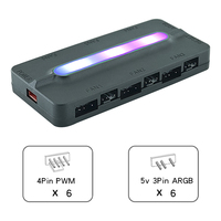 Gestion centralisée du hub à double contrôle ARGB/PWM QiuzAim à 6 ports pour les systèmes multi-ventilateurs avec synchronisation de la carte mère et modes autonomes