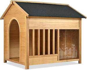 Nichoir pour chien <span class=keywords><strong>en</strong></span> <span class=keywords><strong>bois</strong></span> d'extérieur résistant aux intempéries et au soleil, habitat pour animaux de compagnie, jardin, style durable, spacieux, matériau écologique - Product Image 6