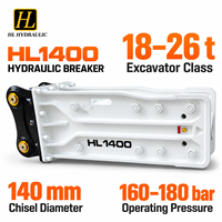Marteau briseur hydraulique robuste de type supérieur HL1400 SB81 pour engins de 18-26 tonnes EC210 EC235 CE ISO 160-180 bars