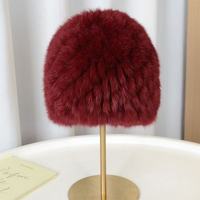 Bonnet sans bord unisexe en spirale, chaud et tendance, en vraie fourrure de lapin et maille élastique, personnalisable, vente en gros