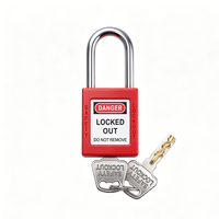 Cadenas de sécurité LOTO multicolore personnalisé OEM, durable, avec anse en acier haute résistance de 38 mm, étiquette d'avertissement et déverrouillage par clé