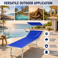 Chaise longue pliante en aluminium avec tissu Oxford, chaise inclinable réglable avec pare-soleil, pour piscine, extérieur, plage