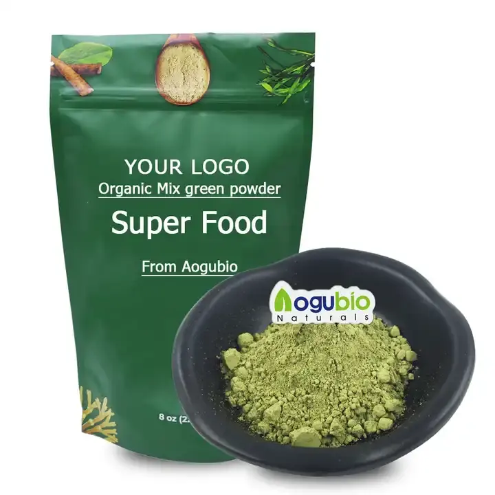 अनुकूलित फ़ॉर्मूला मिक्स सुपर सर्ज सुपरफ़ूड अनुपूरक प्राकृतिक खाद्य कार्बनिक हरा पाउडर मिश्रण