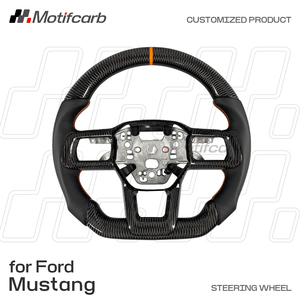 พวงมาลัยคาร์บอนไฟเบอร์แบบกำหนดเองสำหรับ Ford Mustang รุ่นที่ 7 S650 GT GTD Shelby Coupe ปี 2024-2026 พร้อมการตกแต่งภายในด้วยการเย็บด้ายสีส้ม - Product Image 2
