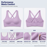 Soutien-gorge de yoga respirant et doux pour la peau, à maintien complet, avec bretelles côtelées, encolure en U et dos en X, sans coutures, non toxique, personnalisable, directement de l'usine