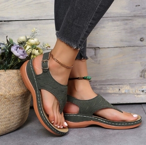 Sandales compensées ouvertes pour femmes, orthopédiques, de qualité supérieure, style vintage, antidérapantes, décontractées, rétro, tendance, sexy - Product Image 4