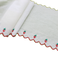 Bande de dentelle brodée en coton motif fraise et lapin, écologique et très prisée, pour vêtements, sacs, chaussures et accessoires pour enfants