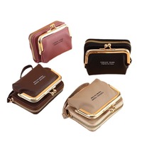 Porte-Monnaie Femme en Cuir PU, Petit Étui à Cartes de Crédit, Pochette à Monnaie avec Fermoir Kiss Lock et Boucle