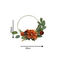 Couronne de fleurs artificielles bohèmes avec anneau en métal doré, guirlande de roses pour mariage, demoiselle d'honneur, décoration à tenir à la main, décoration murale pour la maison